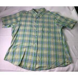 Brooks Brothers 2XL Slim Fit‎ Plaid Short Sleeve Button Down Shirt Mens Cotton